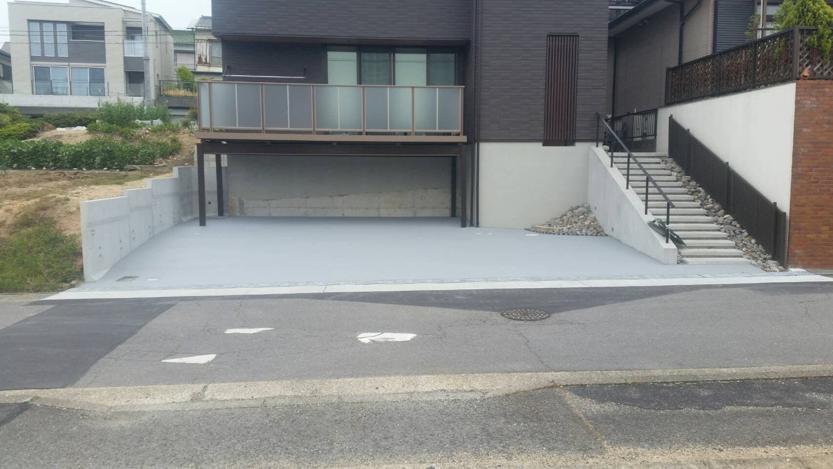 名古屋天白鉄骨デッキ駐車場塗り床1